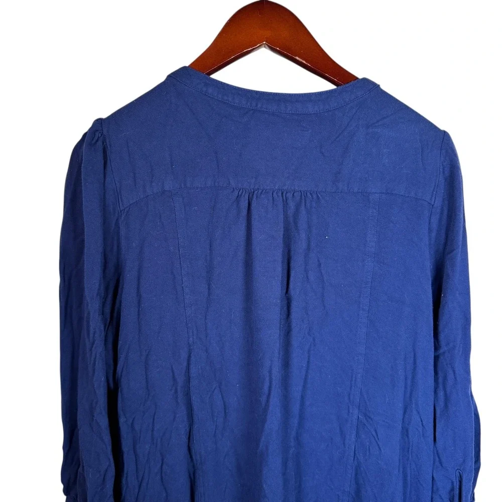 Anthropologie Dubois Embroidered Tunic Dress Blue Womans Size 12 Boho Lagenlook‎